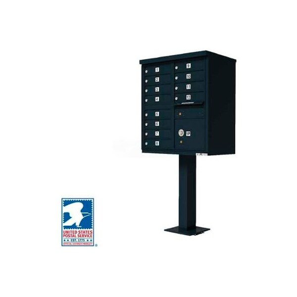 Florence Mfg Co Vital Cluster Box Unit, 12 Mailboxes, 1 Parcel Locker, Black 1570-12BKAF - main
